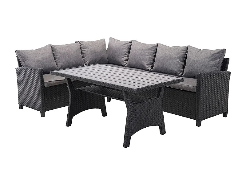 Ester Sofa-Set 2 Teile mit Kissen. Sofa Wendbar schwarz, grau.