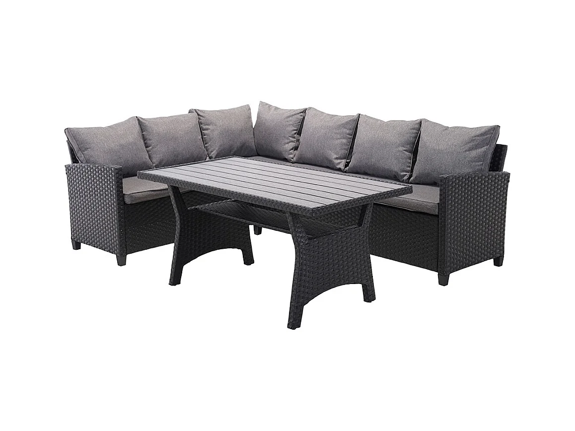 Ester Sofa-Set 2 Teile mit Kissen. Sofa Wendbar schwarz, grau.