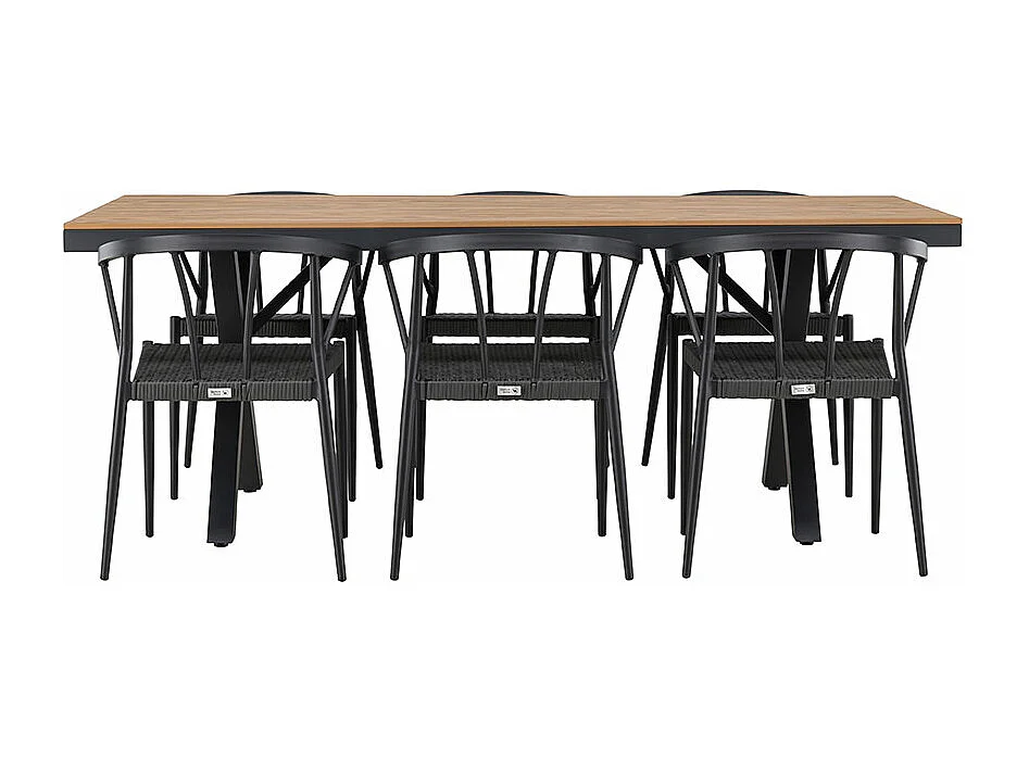 GarciaStina Gartenset 1 Esstisch, 6 Stühle schwarz.