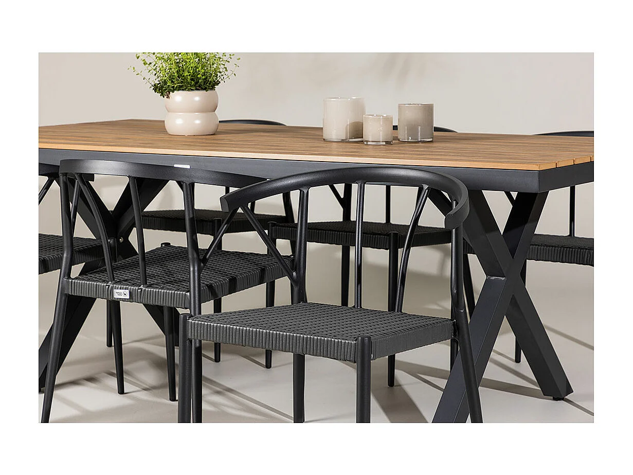 GarciaStina Gartenset 1 Esstisch, 6 Stühle schwarz.