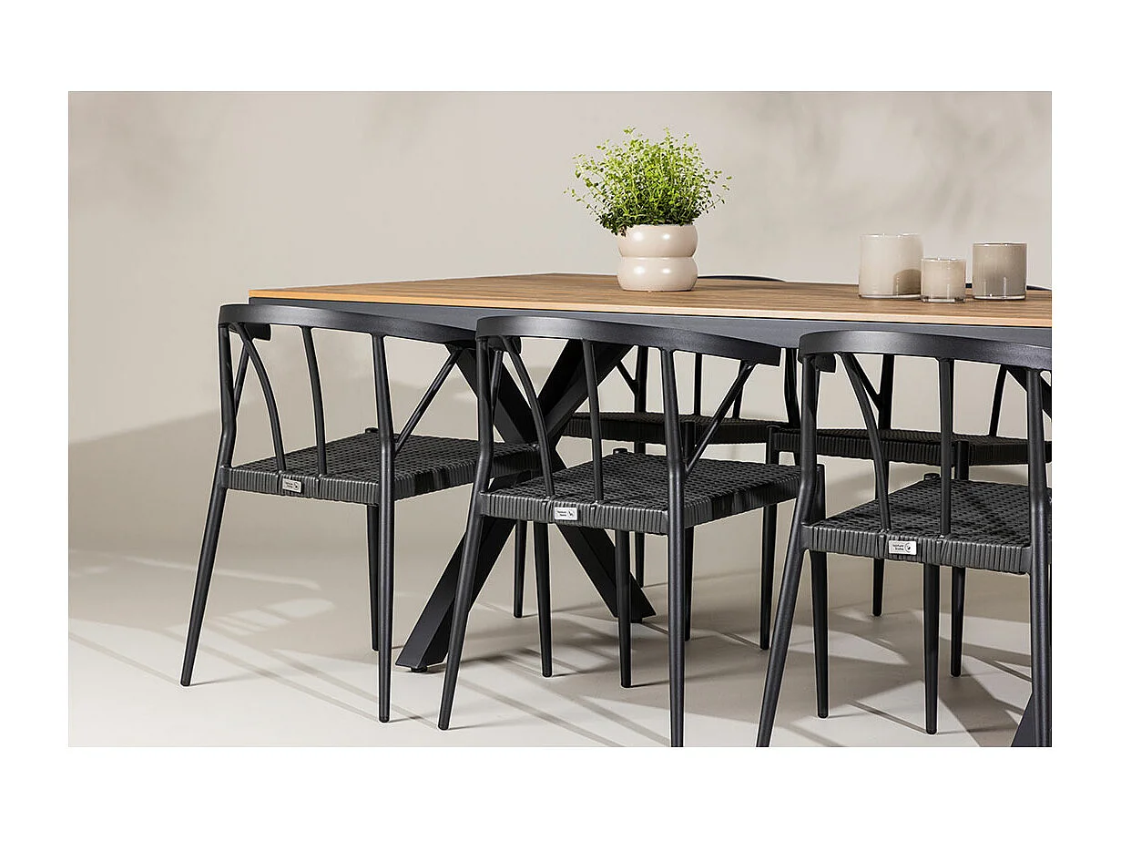 GarciaStina Gartenset 1 Esstisch, 6 Stühle schwarz.