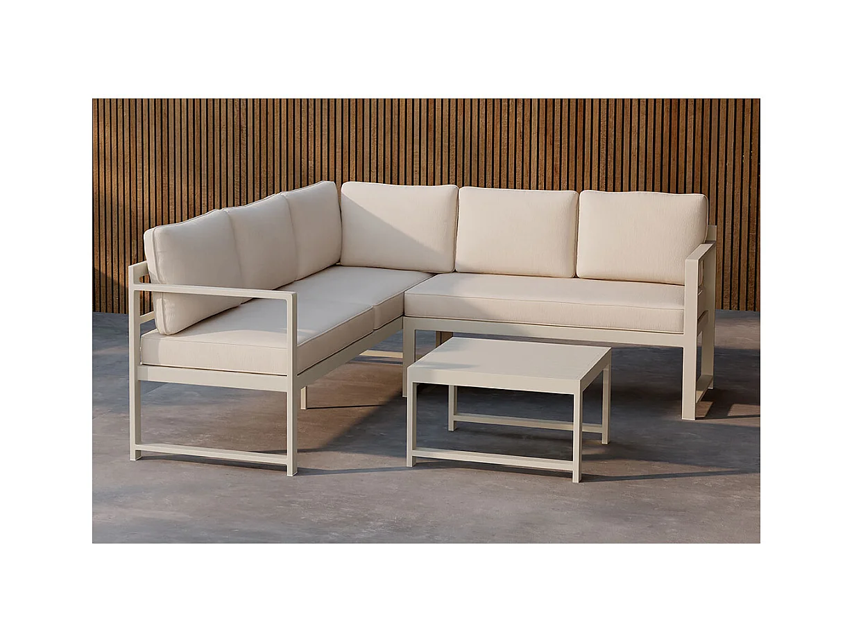 Salon d'Angle de Jardin "Salvador" 190cm Beige