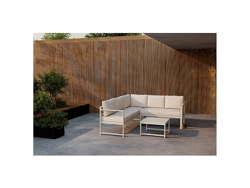 Salvador 1 hoekbank, 1 salontafel beige.