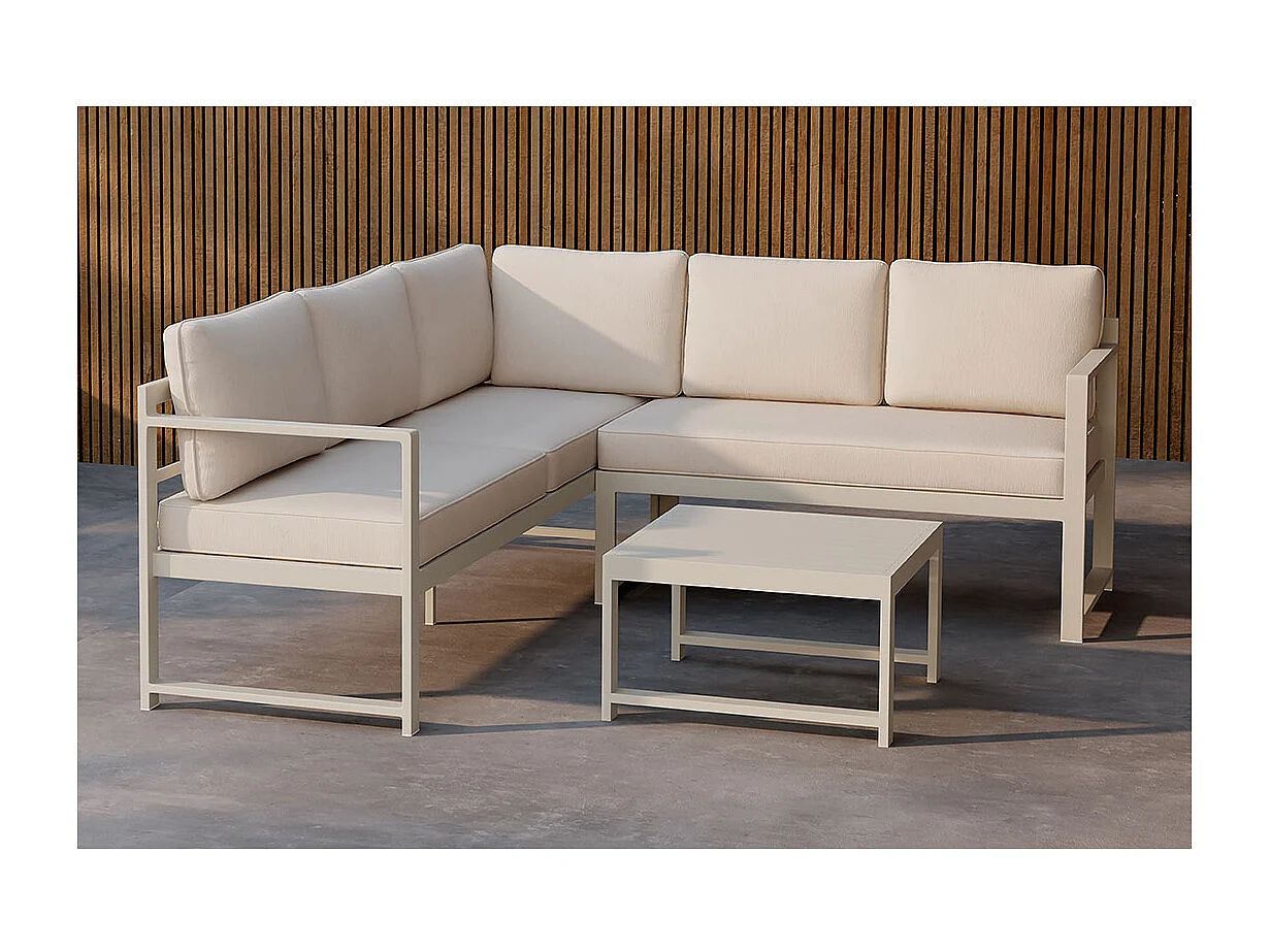 Salvador 1 Ecksofa, 1 Couchtisch beige.