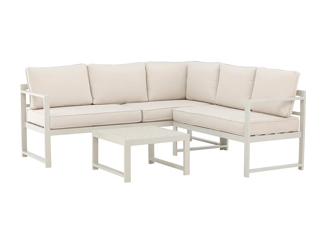 Salvador 1 hoekbank, 1 salontafel beige.