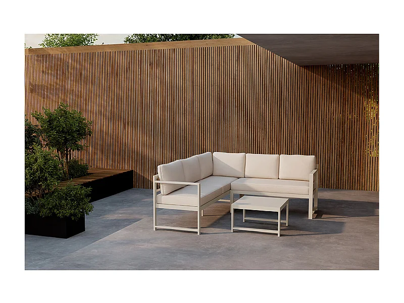 Salon d'Angle de Jardin "Salvador" 190cm Beige