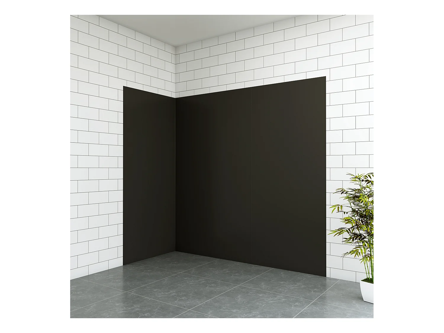 Aica B:80xL:(100+120)xH:210cm mat zwart aluminium composiet platen , 3 mm dik-Set van 3 douchewandpanelen inclusief profielen-Wandpanelen