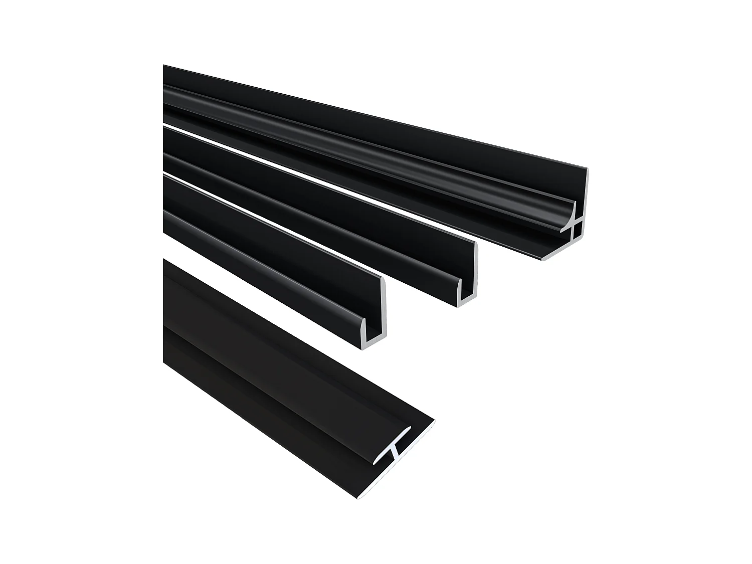 Aica B:80xL:(100+120)xH:210cm mat zwart aluminium composiet platen , 3 mm dik-Set van 3 douchewandpanelen inclusief profielen-Wandpanelen