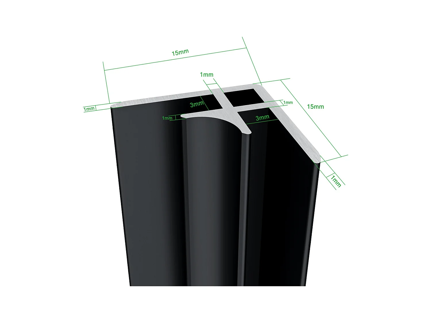 Aica B:80xL:(100+120)xH:210cm mat zwart aluminium composiet platen , 3 mm dik-Set van 3 douchewandpanelen inclusief profielen-Wandpanelen
