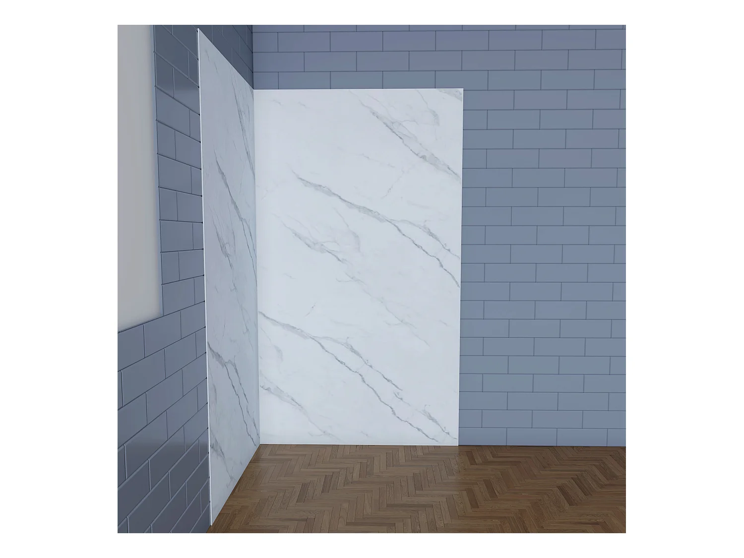 Aica B:90xL:80xH:210cm visbuikwit aluminium composiet platen , 3 mm dik-Set van 2 douchewandpanelen inclusief profielen-Wandpanelen