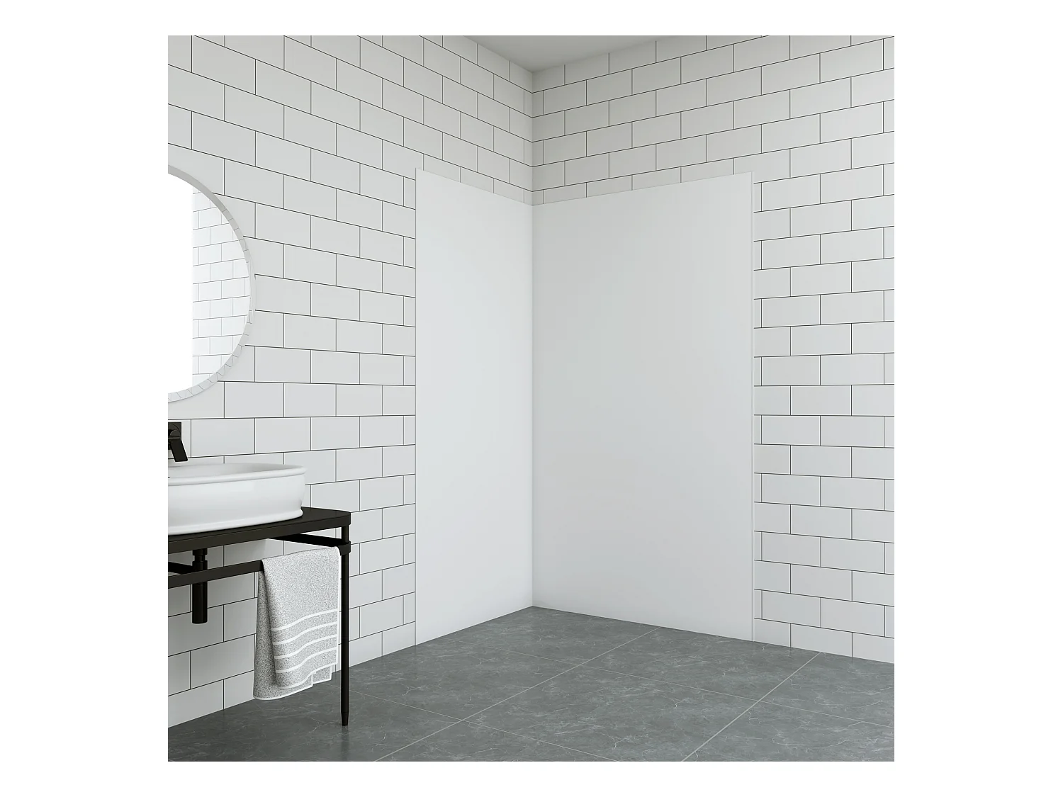 Aica B:120xL:90xH:210cm mat wit aluminium composiet platen , 3 mm dik-Set van 2 douchewandpanelen inclusief profielen-Wandpanelen