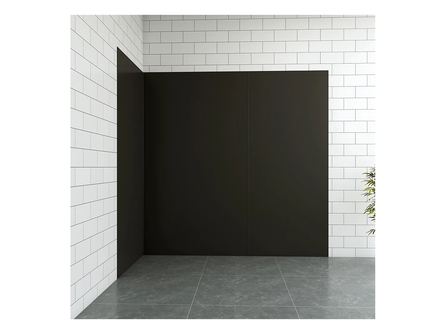 Aica B:80xL:(100+100)xH:210cm mat zwart aluminium composiet platen , 3 mm dik-Set van 3 douchewandpanelen inclusief profielen-Wandpanelen