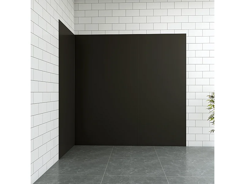 Aica B:80xL:(100+100)xH:210cm mat zwart aluminium composiet platen , 3 mm dik-Set van 3 douchewandpanelen inclusief profielen-Wandpanelen
