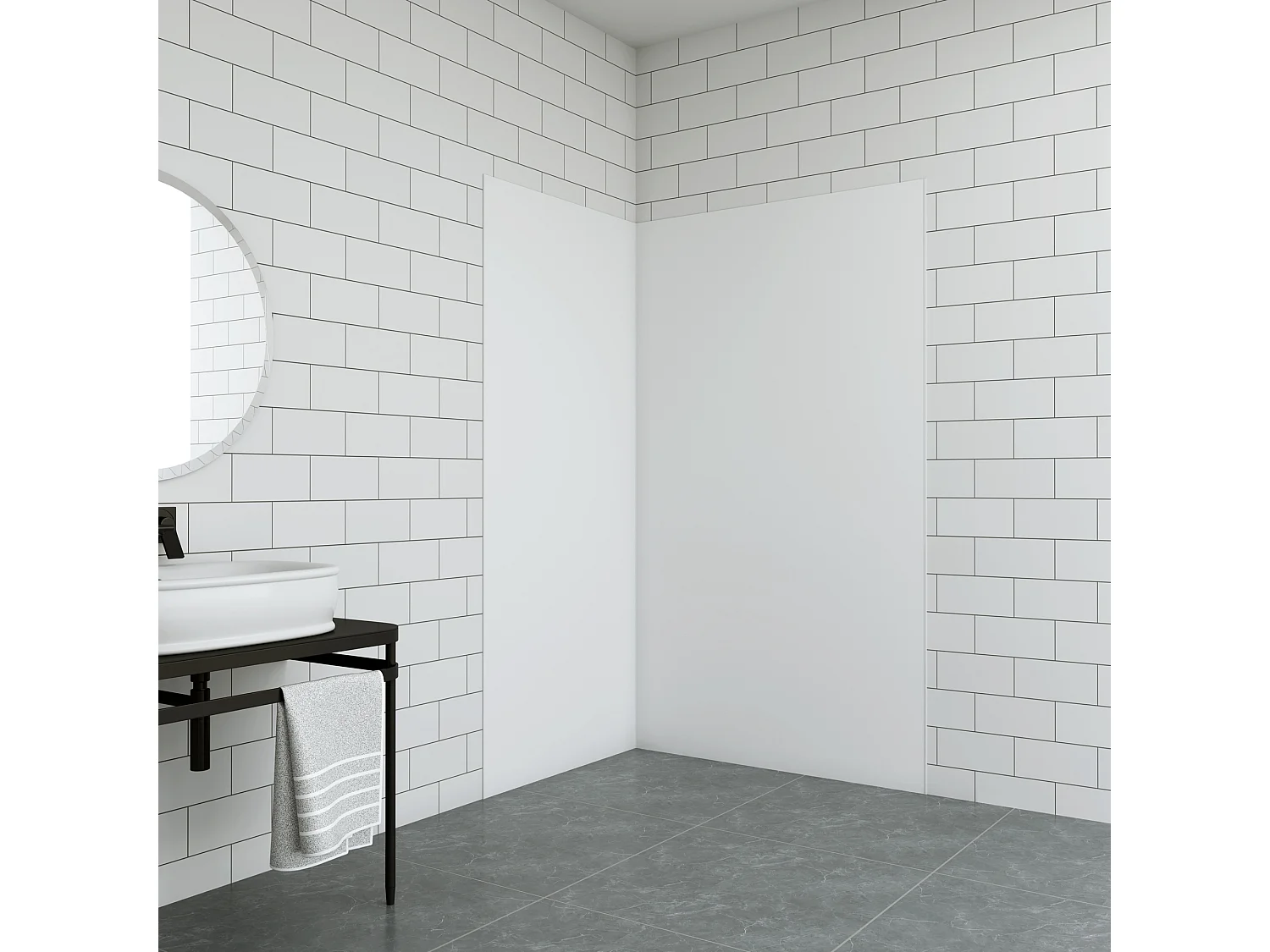 Aica B:100xL:90xH:210cm mat wit aluminium composiet platen , 3 mm dik-Set van 2 douchewandpanelen inclusief profielen-Wandpanelen