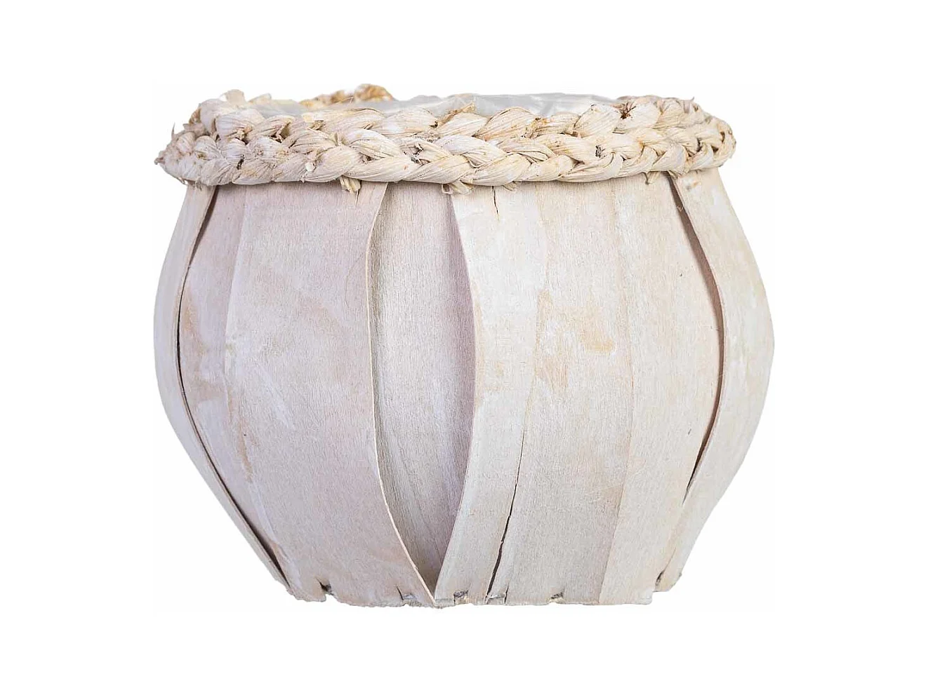 Cesto redondo em madeira branca 16x16x15h cm