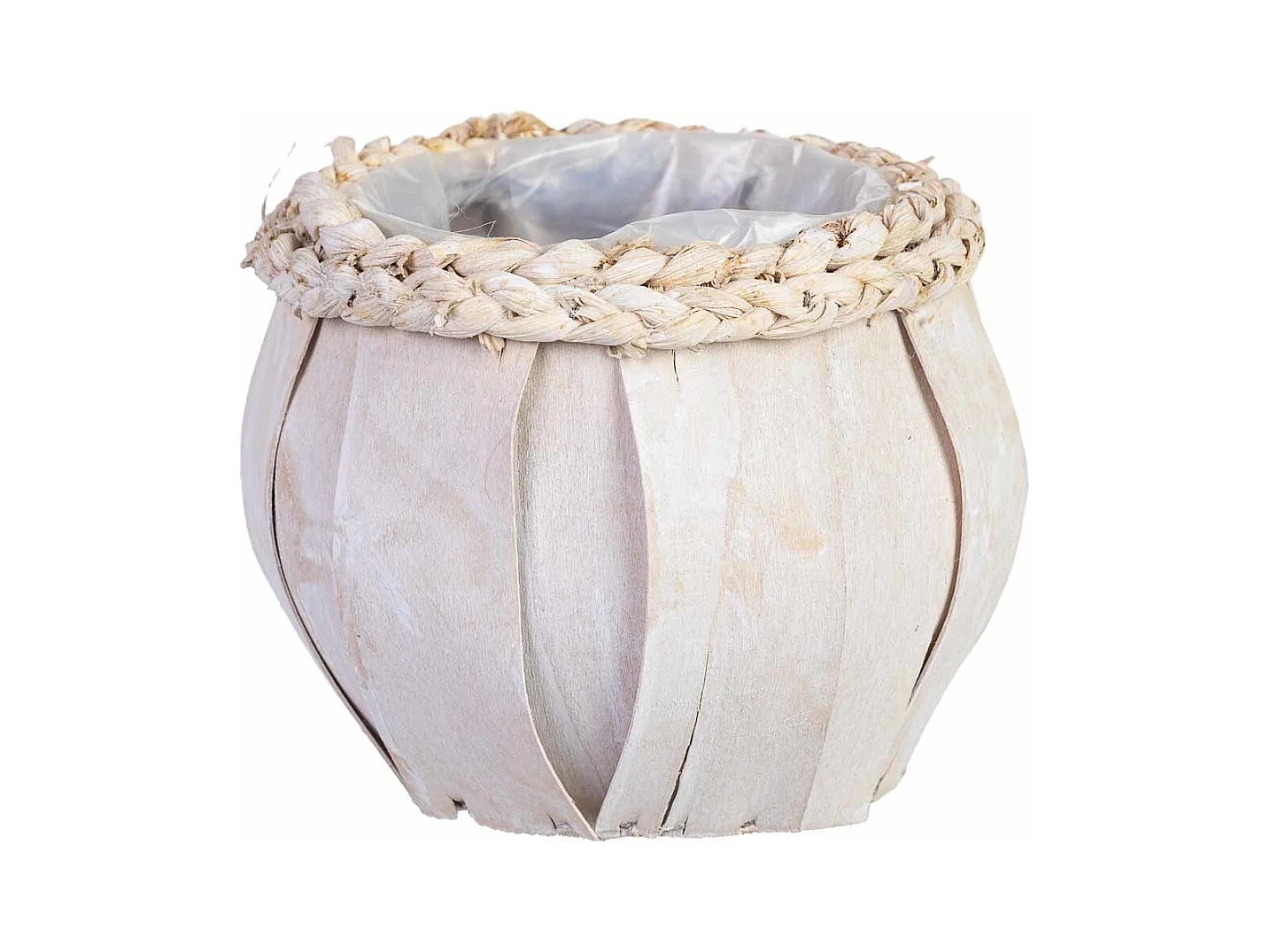 Cesto redondo em madeira branca 16x16x15h cm