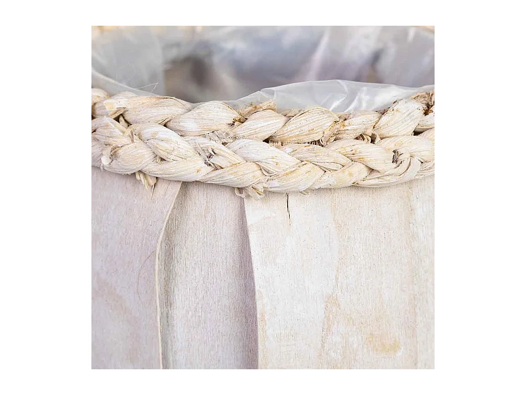 Cesto redondo em madeira branca 16x16x15h cm