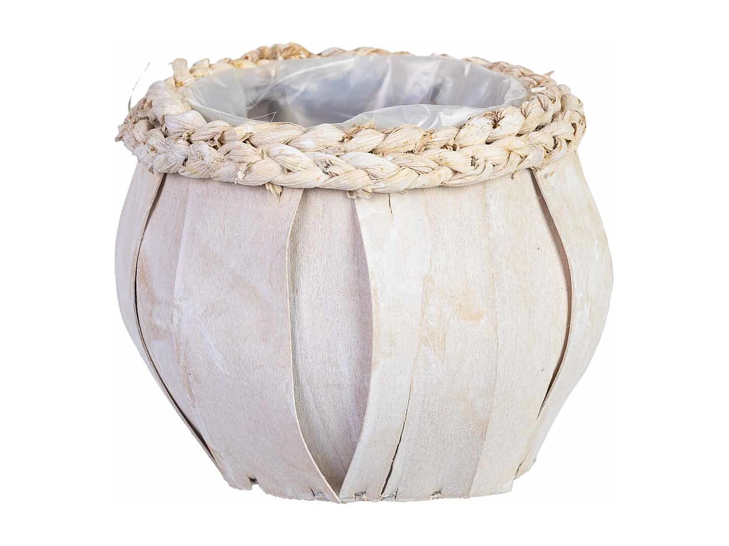 Cesto redondo em madeira branca 16x16x15h cm