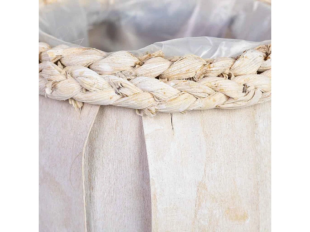 Cesto redondo em madeira branca 16x16x15h cm