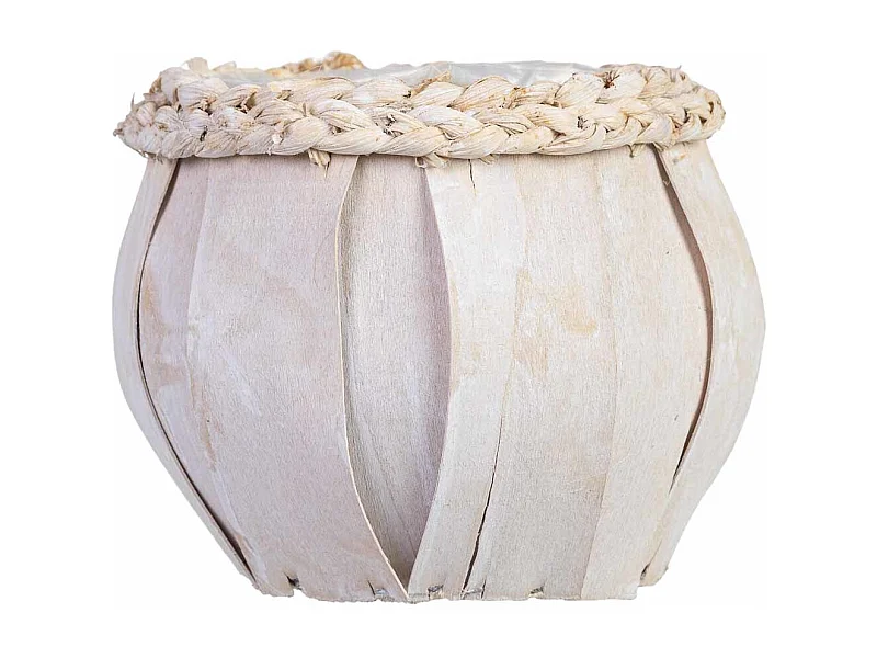 Cesto redondo em madeira branca 16x16x15h cm