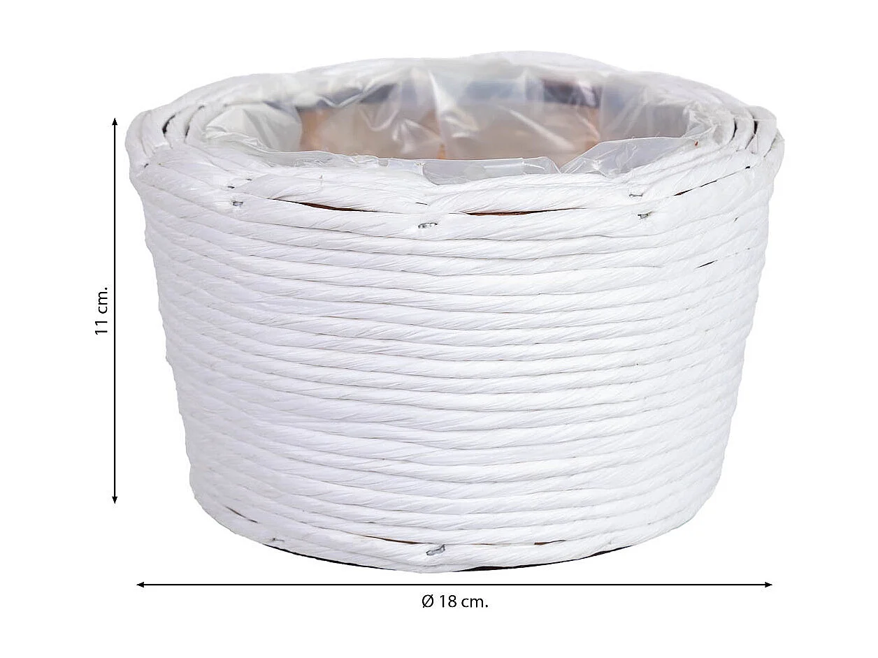 Cesta redonda em vime branca 18x18x11h cm