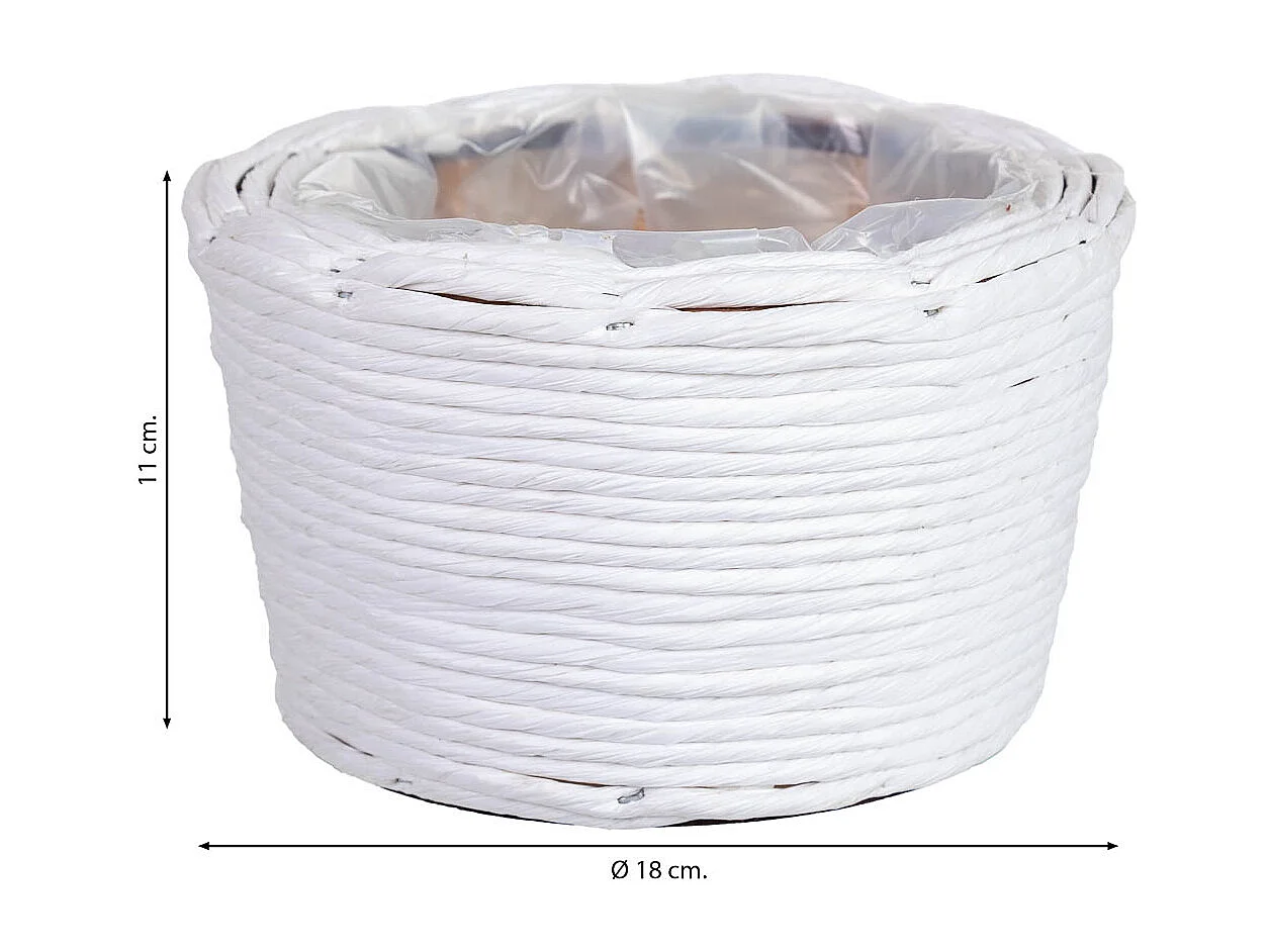 Panier rond en osier blanc 18x18x11h cm