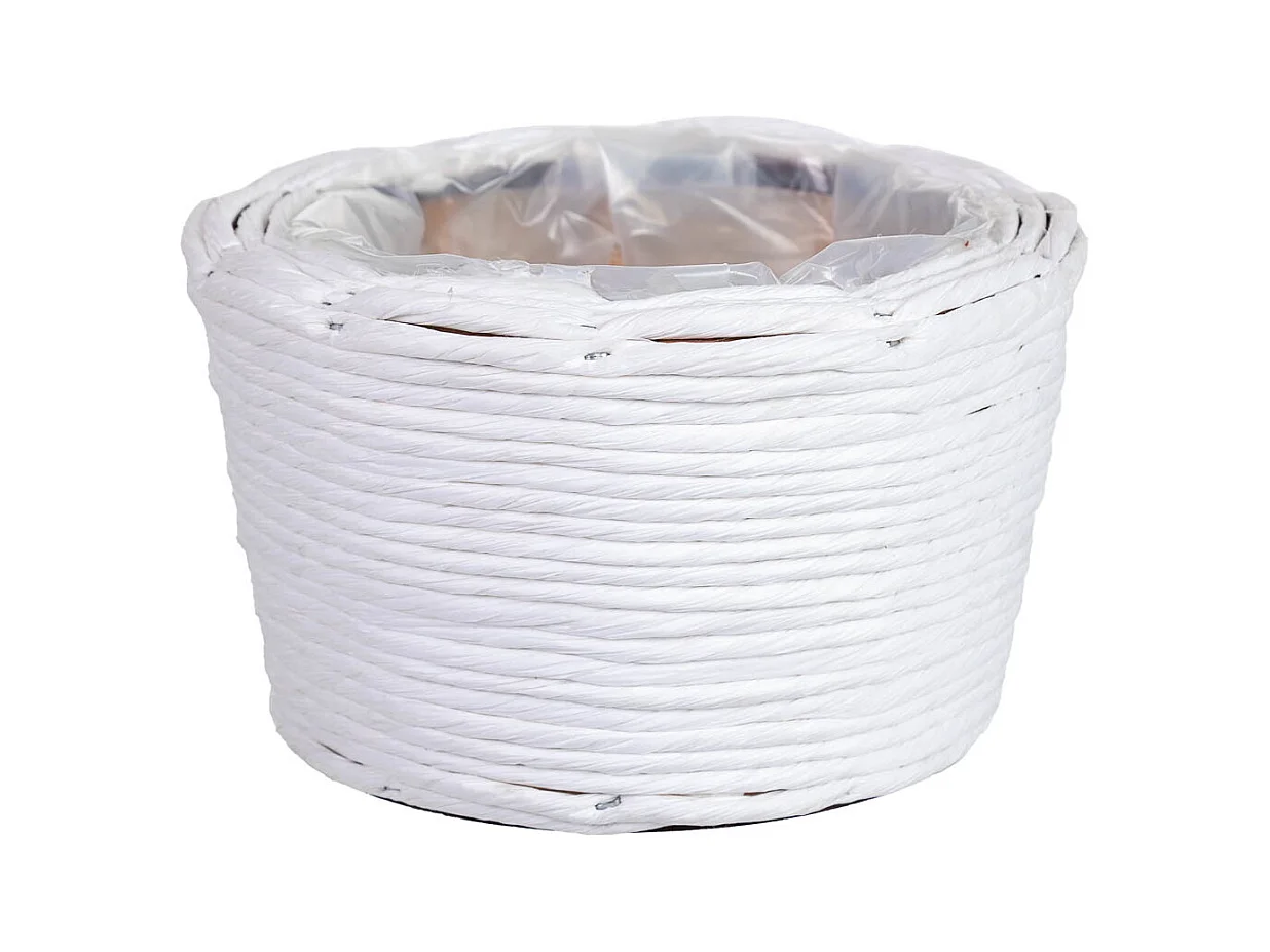 Cesta redonda em vime branca 23x23x12h cm