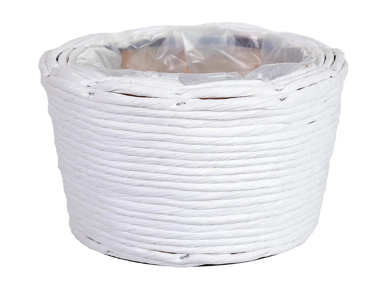 Cesta redonda em vime branca 23x23x12h cm
