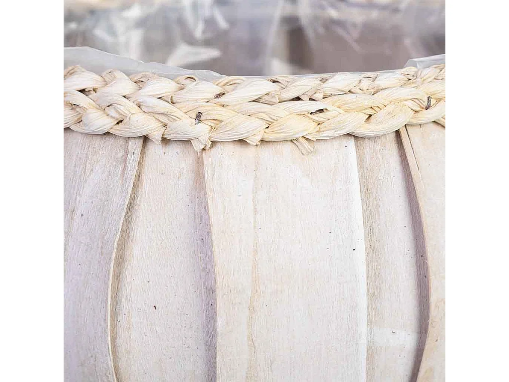 Cesto redondo de madera blanco 24x24x19h cm