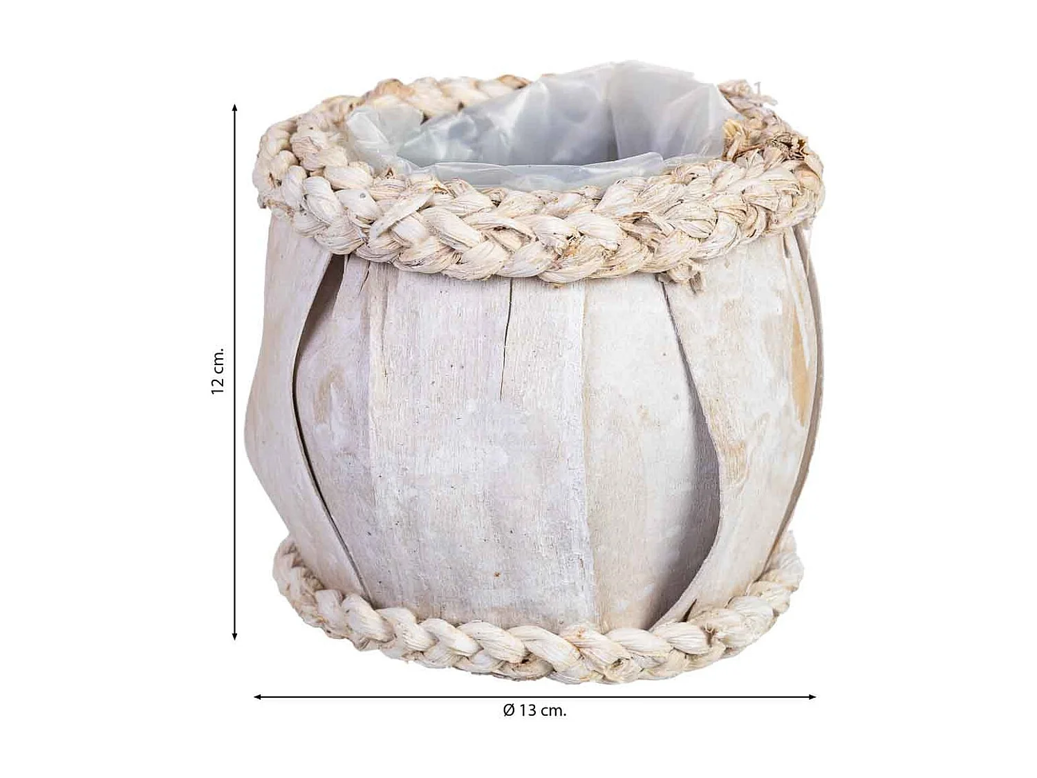 Cesto tondo in legno bianco 13x13x12h cm