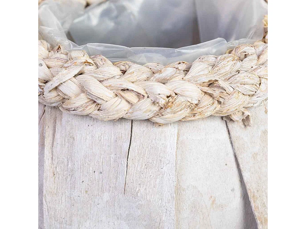 Cesto tondo in legno bianco 13x13x12h cm