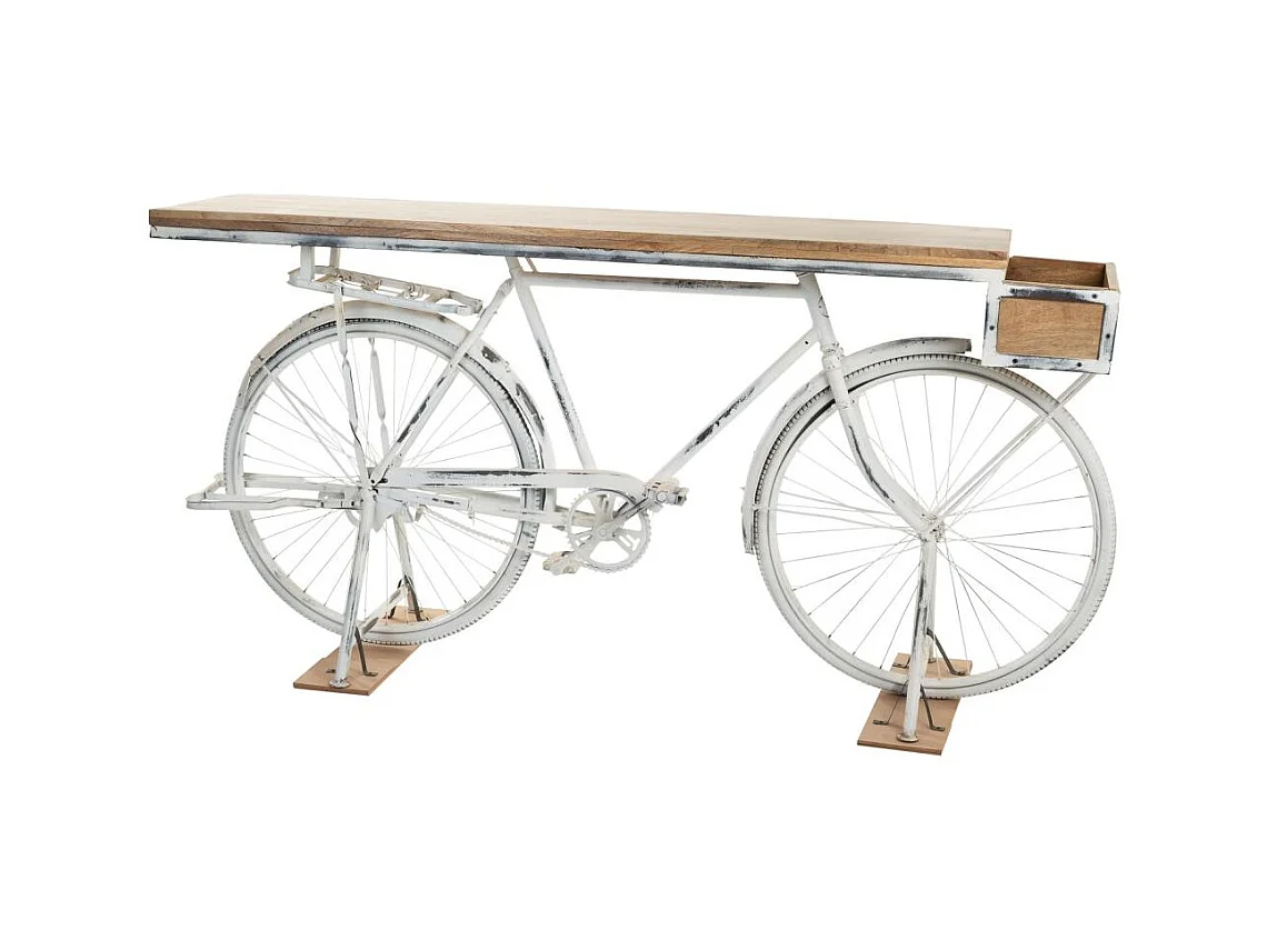 Mobile da ingresso in legno bianco e metallo 198x50x90h