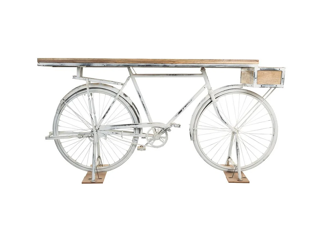 Recibidor bicicleta blanco de madera y metal 198x50x90