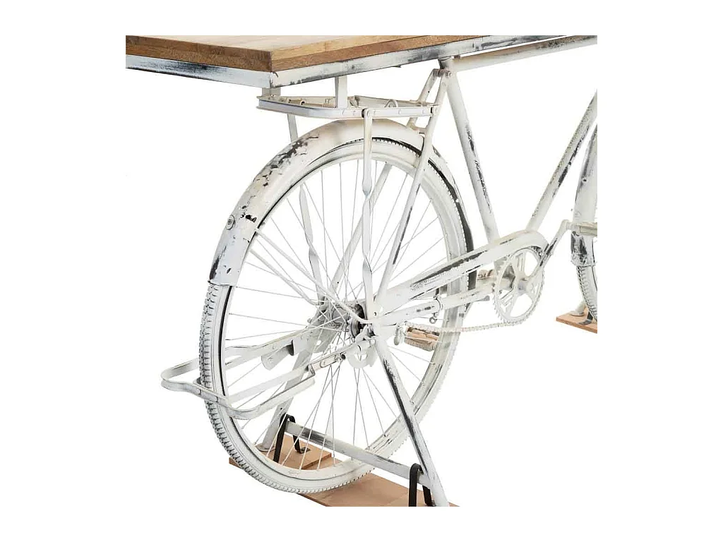 Recibidor bicicleta blanco de madera y metal 198x50x90