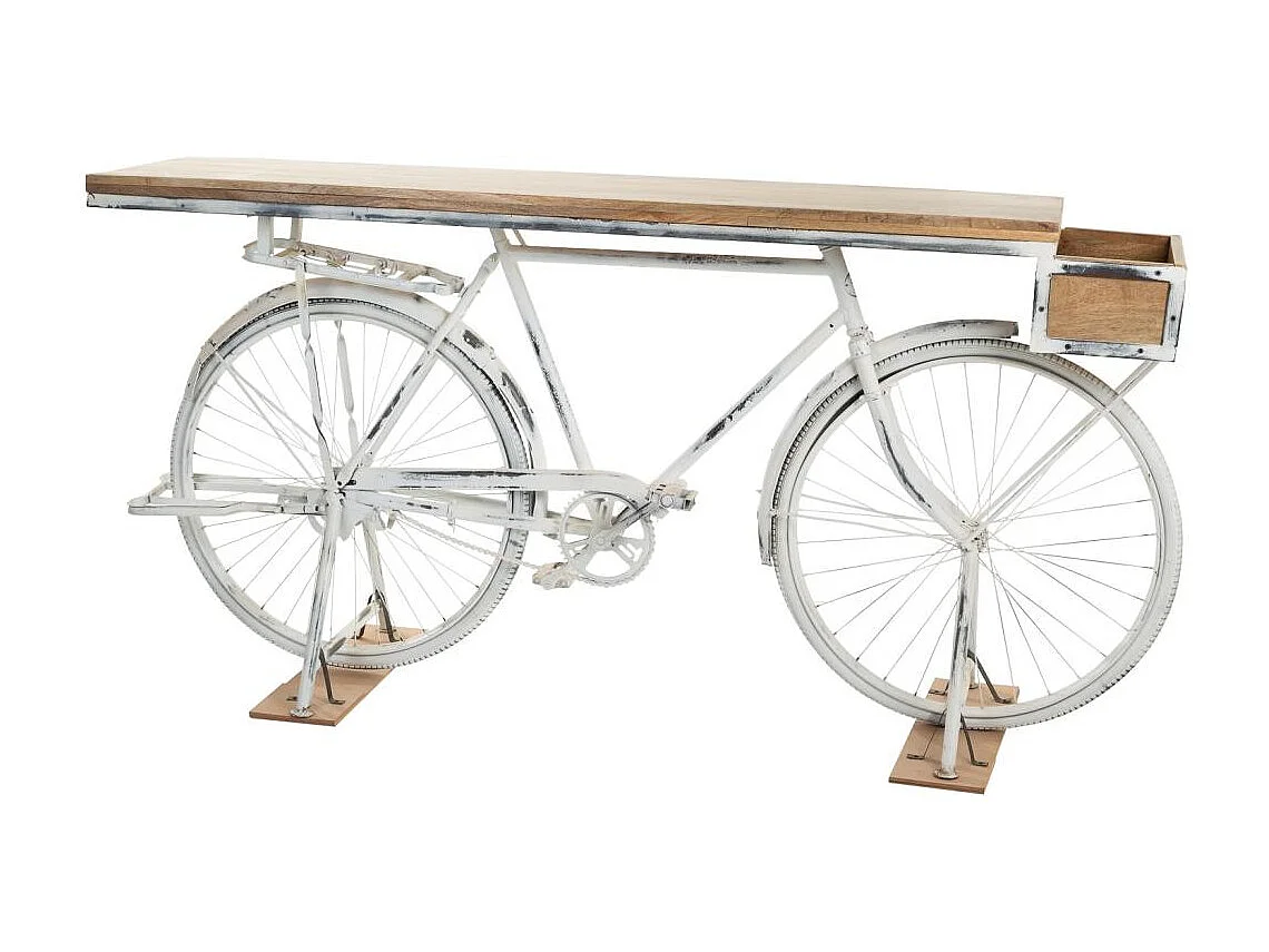Recibidor bicicleta blanco de madera y metal 198x50x90