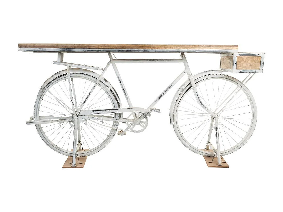 Recibidor bicicleta blanco de madera y metal 198x50x90