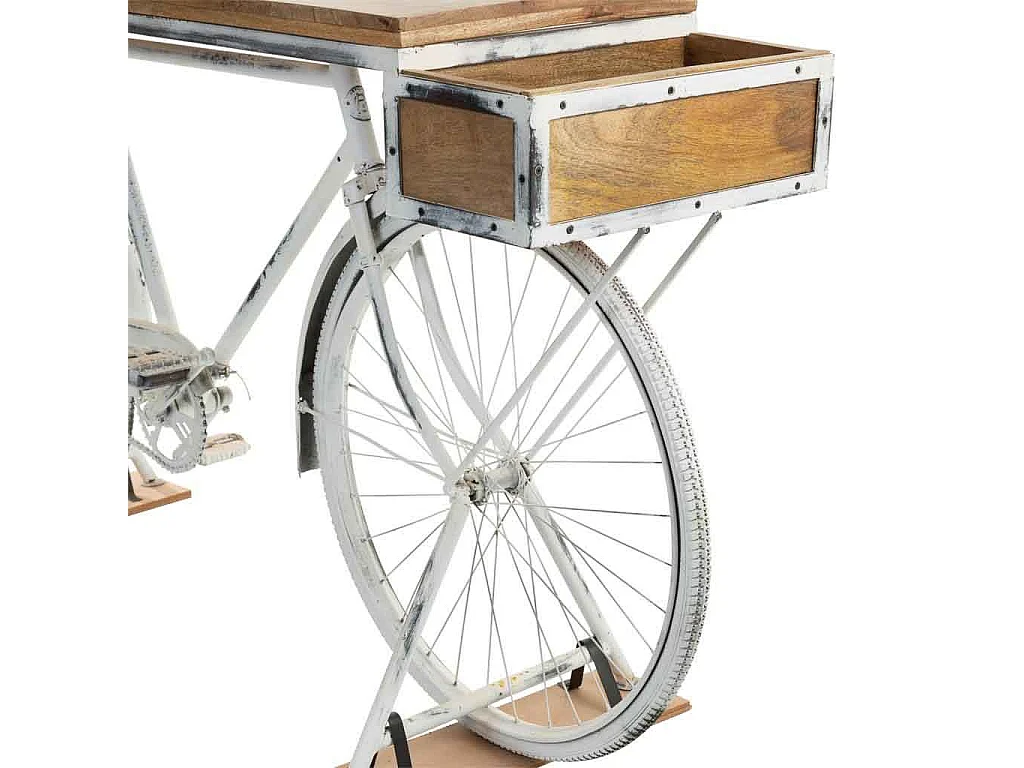 Recibidor bicicleta blanco de madera y metal 198x50x90
