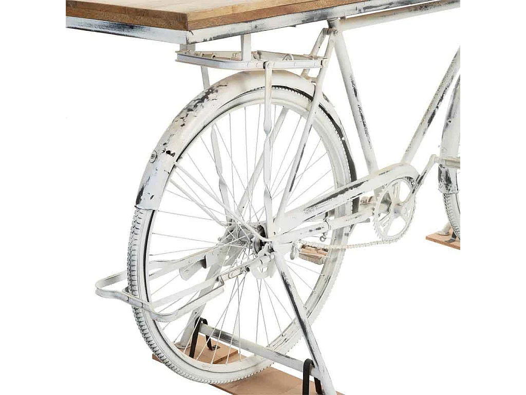 Recibidor bicicleta blanco de madera y metal 198x50x90
