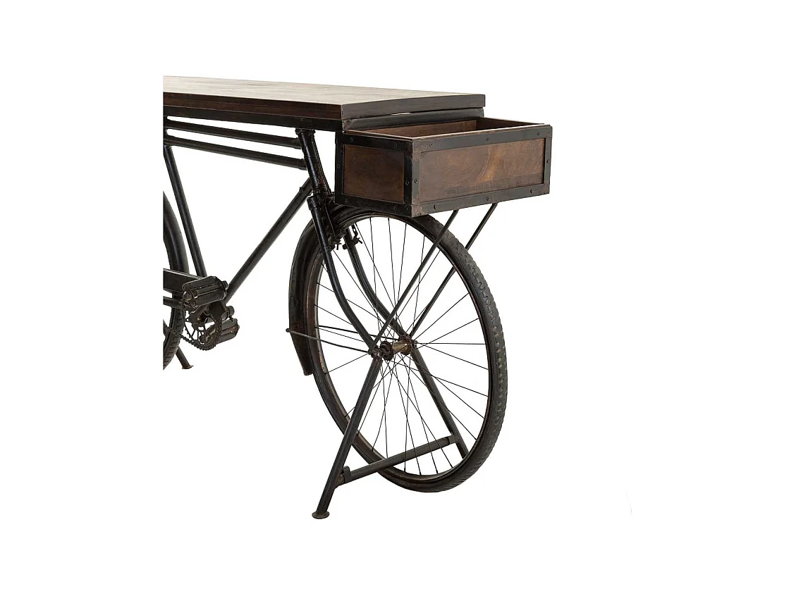 Recibidor bicicleta de madera y metal negro 198x50x90