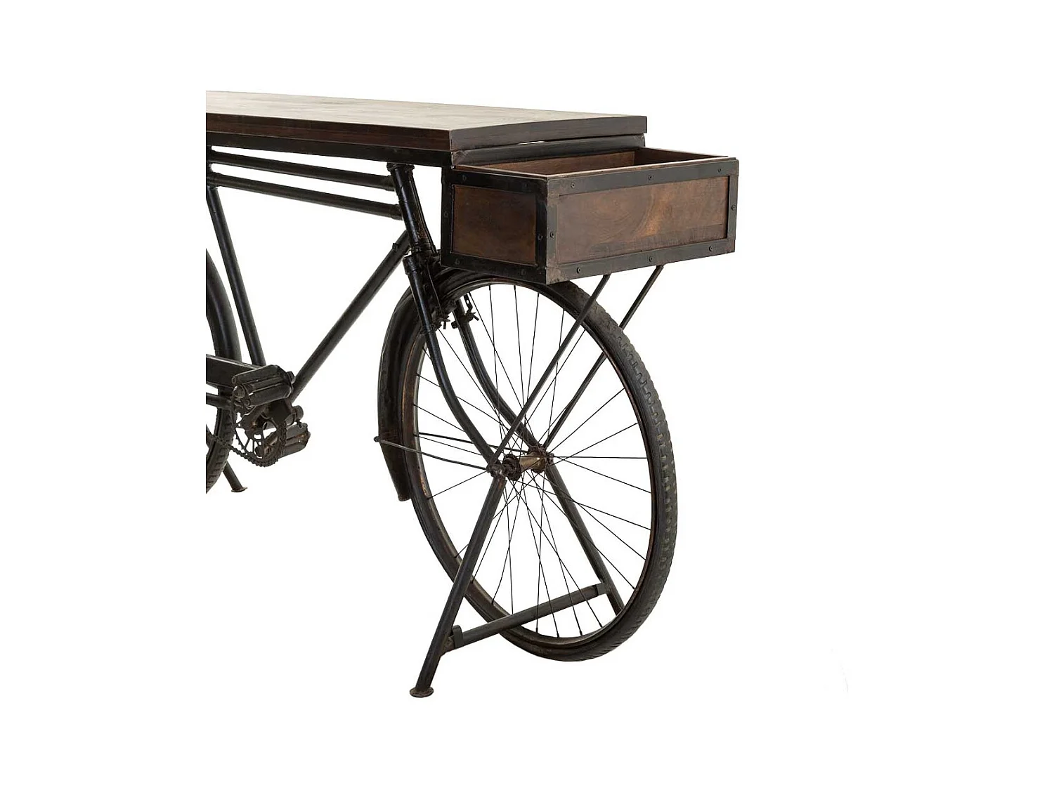 Recibidor bicicleta de madera y metal negro 198x50x90