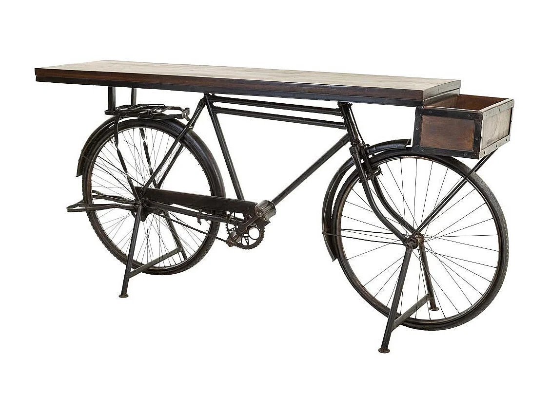 Bicicletário em madeira e metal preto 198x50x90