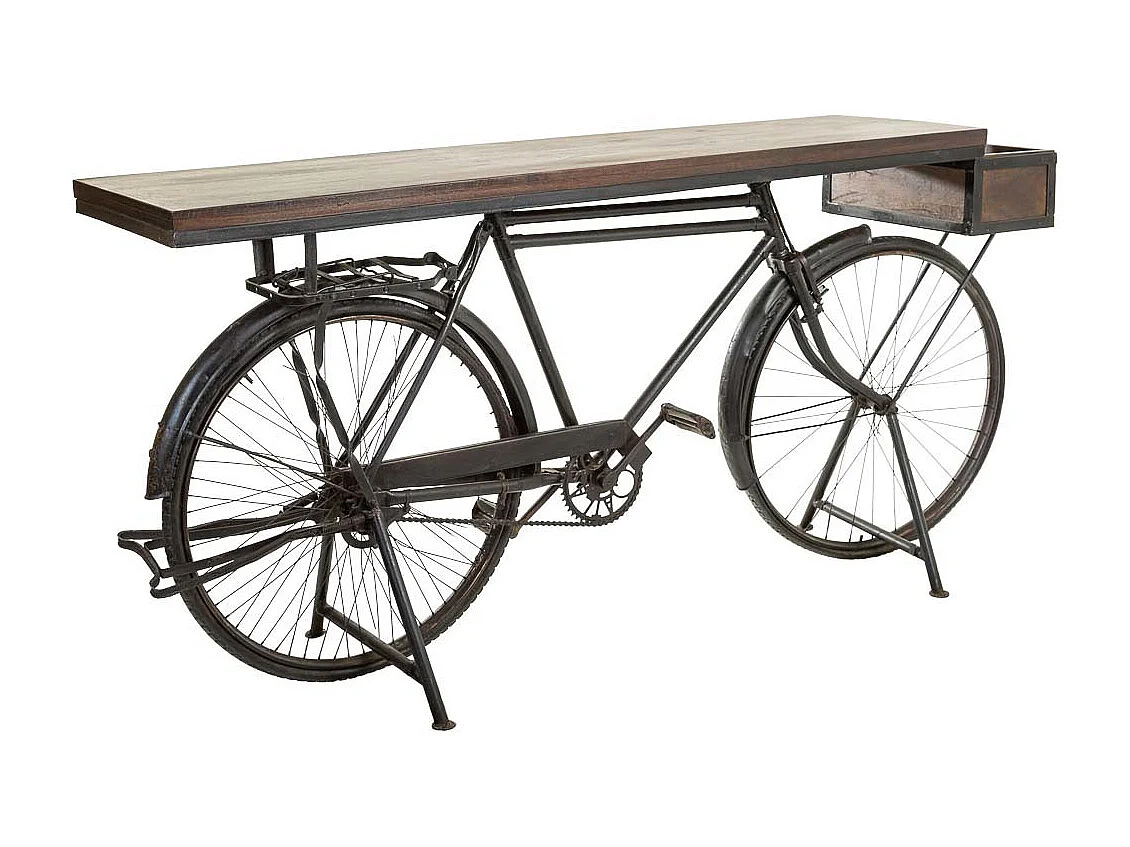 Bicicletário em madeira e metal preto 198x50x90