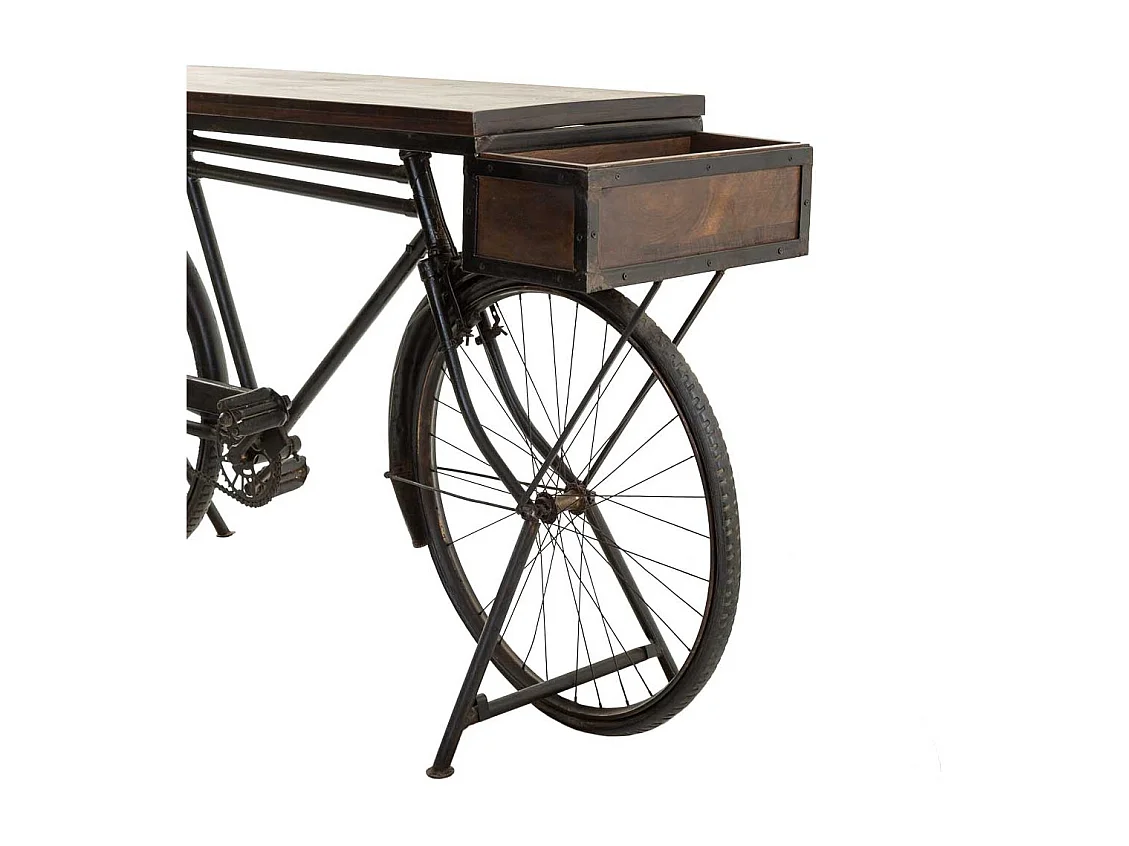 Bicicletário em madeira e metal preto 198x50x90