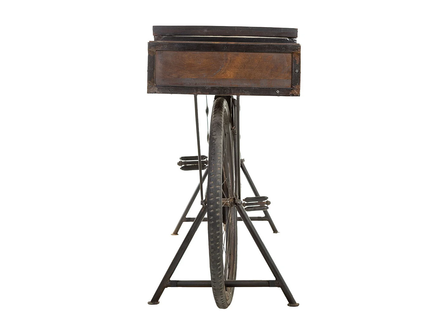 Bicicletário em madeira e metal preto 198x50x90