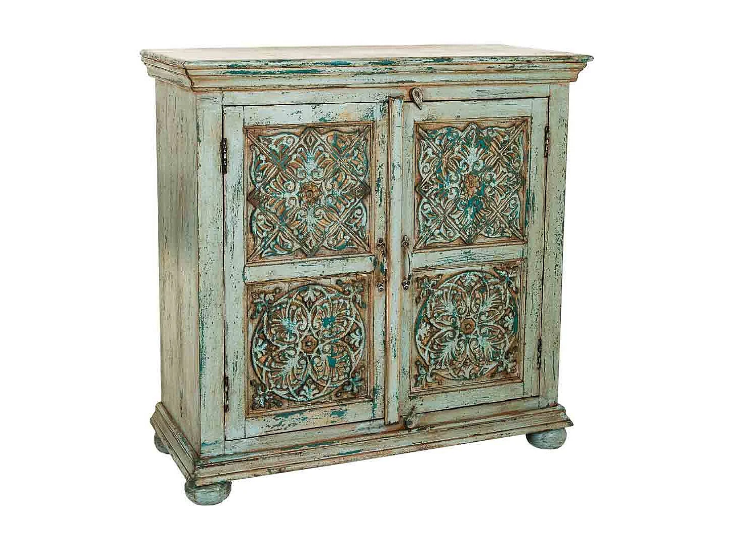 Mesa de hall de entrada em madeira artesanal azul, 90x40x90cm