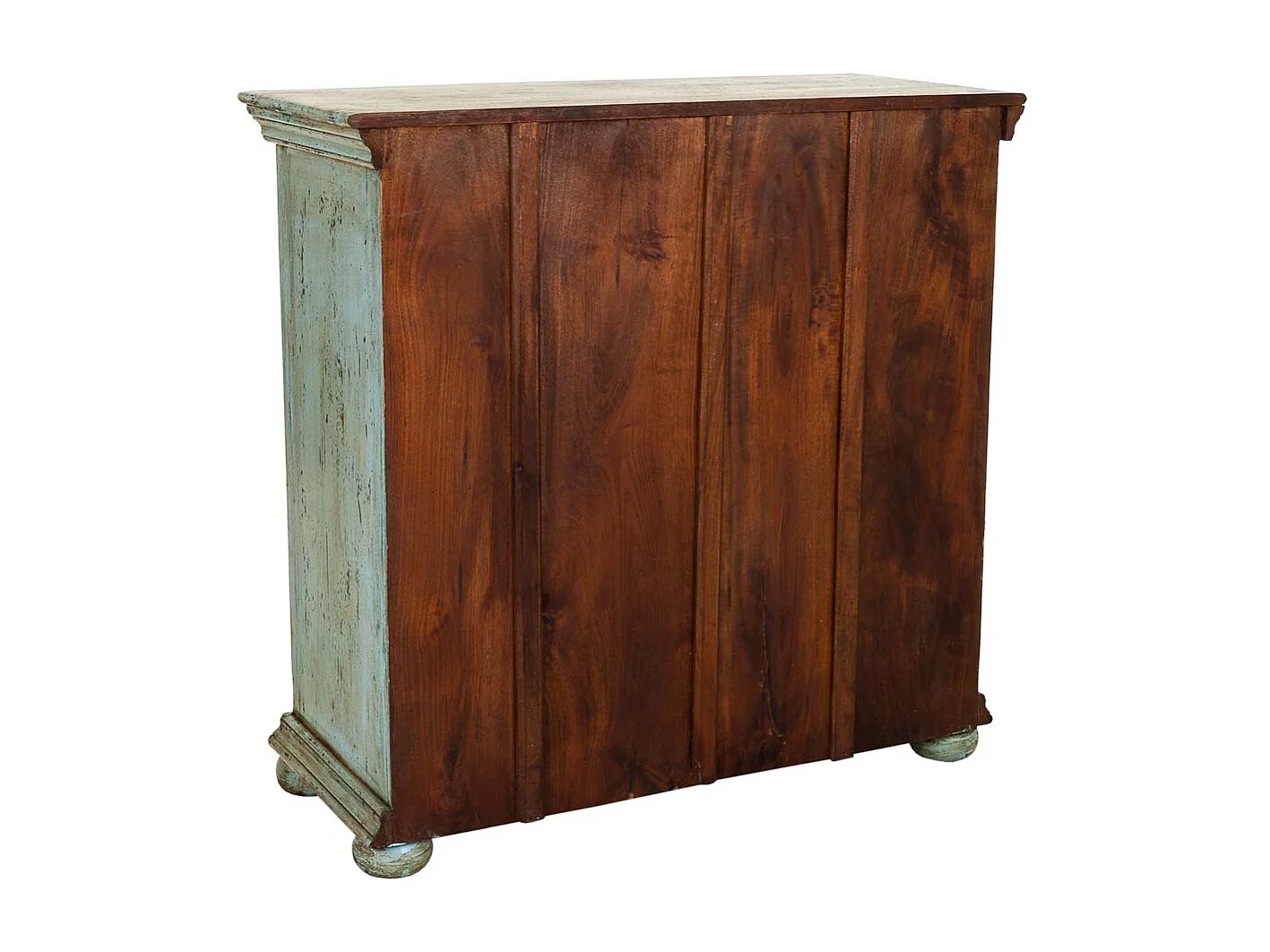 Recibidor de madera acabado artesanal azul 90x40x90h cm