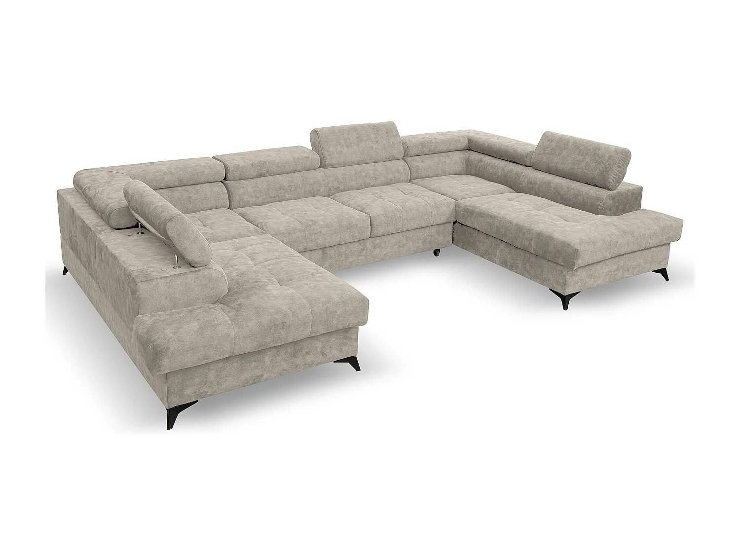 Ecksofa Palermo U-Form mit Schlaffunktion Bettkasten 345 x 202 cm Wohnzimmer Arbeitszimmer Sofa XXL, beige