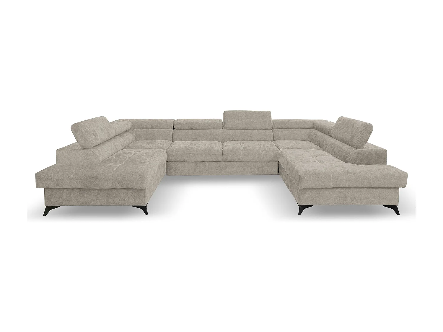 Ecksofa Palermo U-Form mit Schlaffunktion Bettkasten 345 x 202 cm Wohnzimmer Arbeitszimmer Sofa XXL, beige