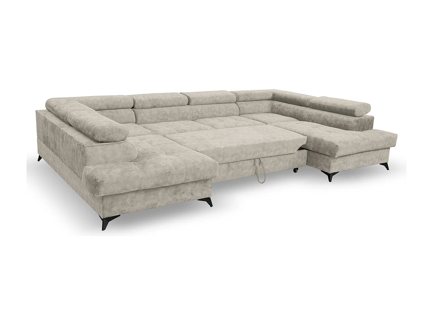 Ecksofa Palermo U-Form mit Schlaffunktion Bettkasten 345 x 202 cm Wohnzimmer Arbeitszimmer Sofa XXL, beige