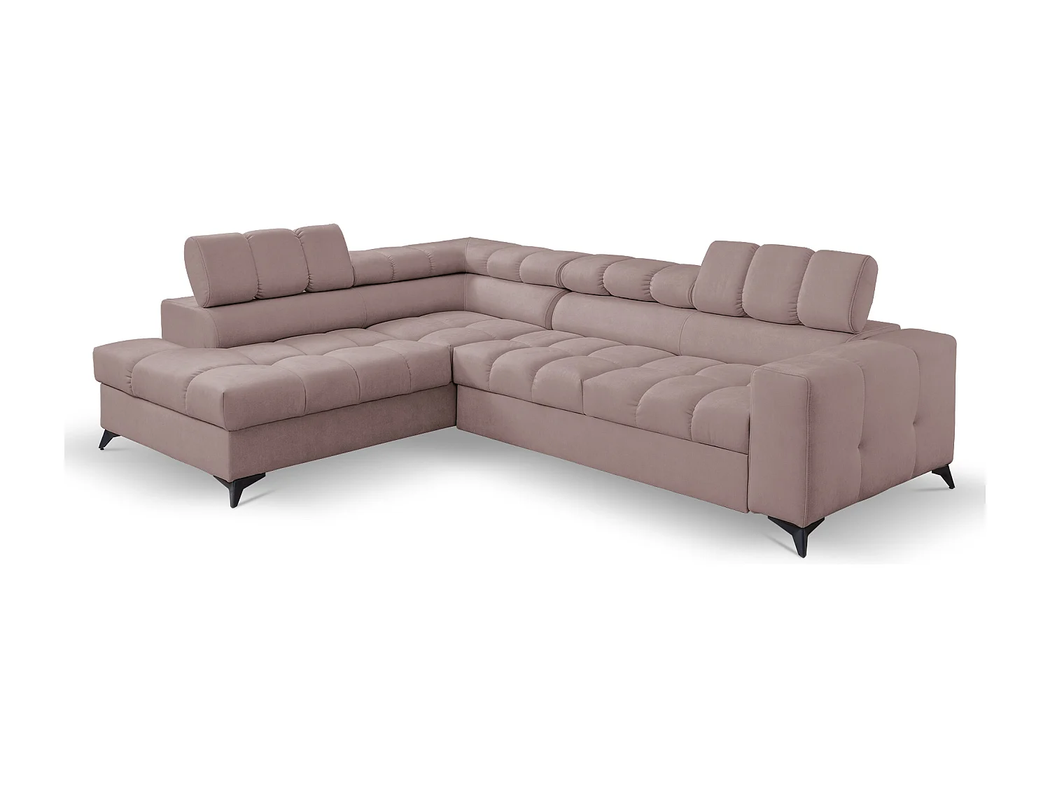 Ecksofa Andrea L-Form mit verstellbaren Kopfstützen Schlaffunktion Bettkasten 267 x 205 cm Wohnzimmer links, rosa